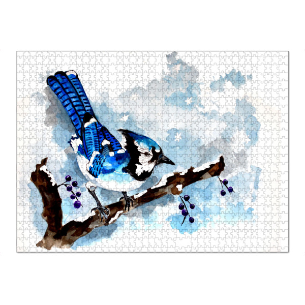 Puzzle Ravensburger "Blue Jay in Winter" artboxONE - Natur,Tiere