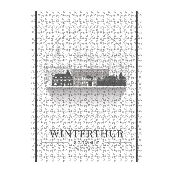 Puzzle Ravensburger "Winterthur skyline line art circle" artboxONE - Städte,Reise,Architektur,Kartografie