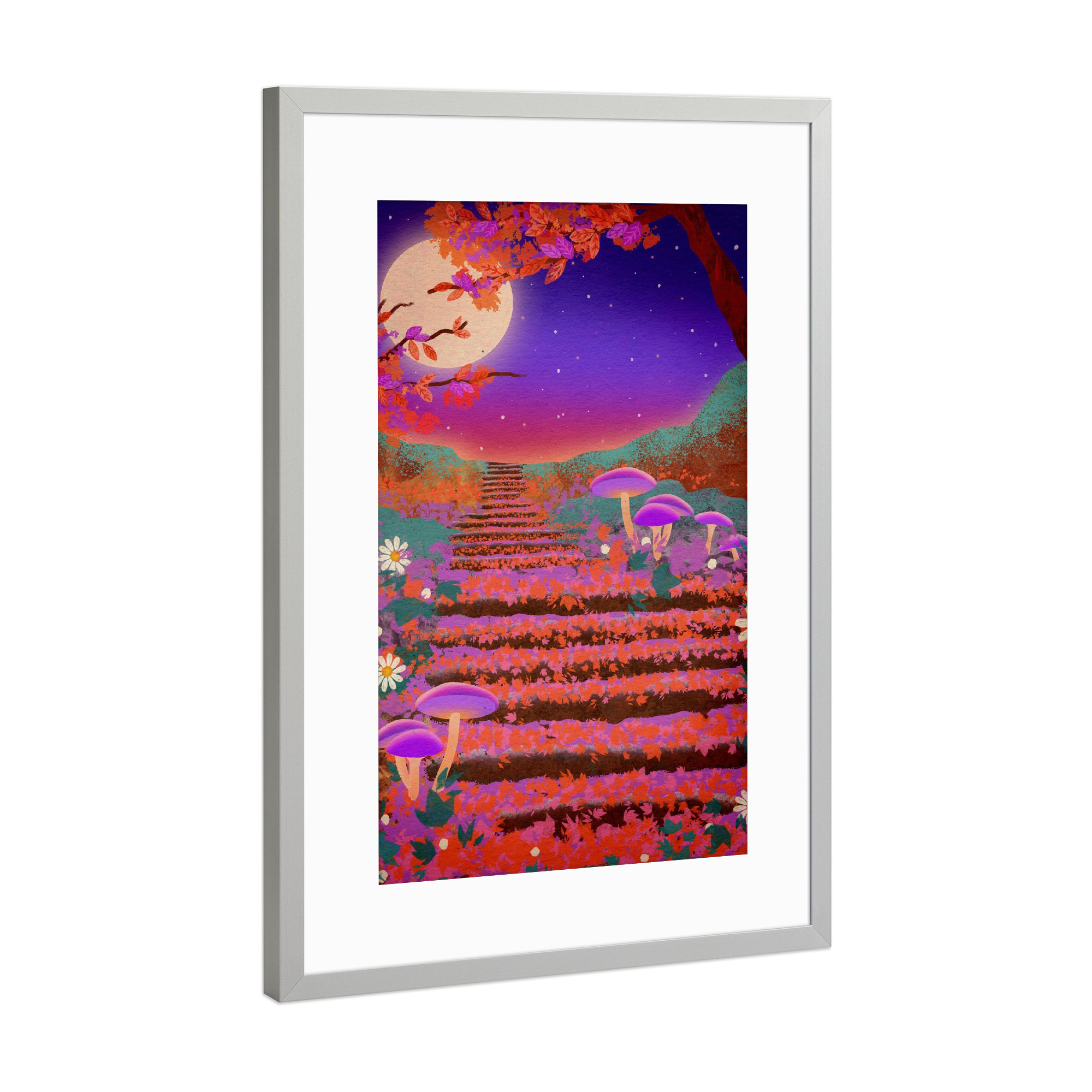 Poster mit Rahmen Silber "Magische Treppe" artboxONE - Natur,Floral
