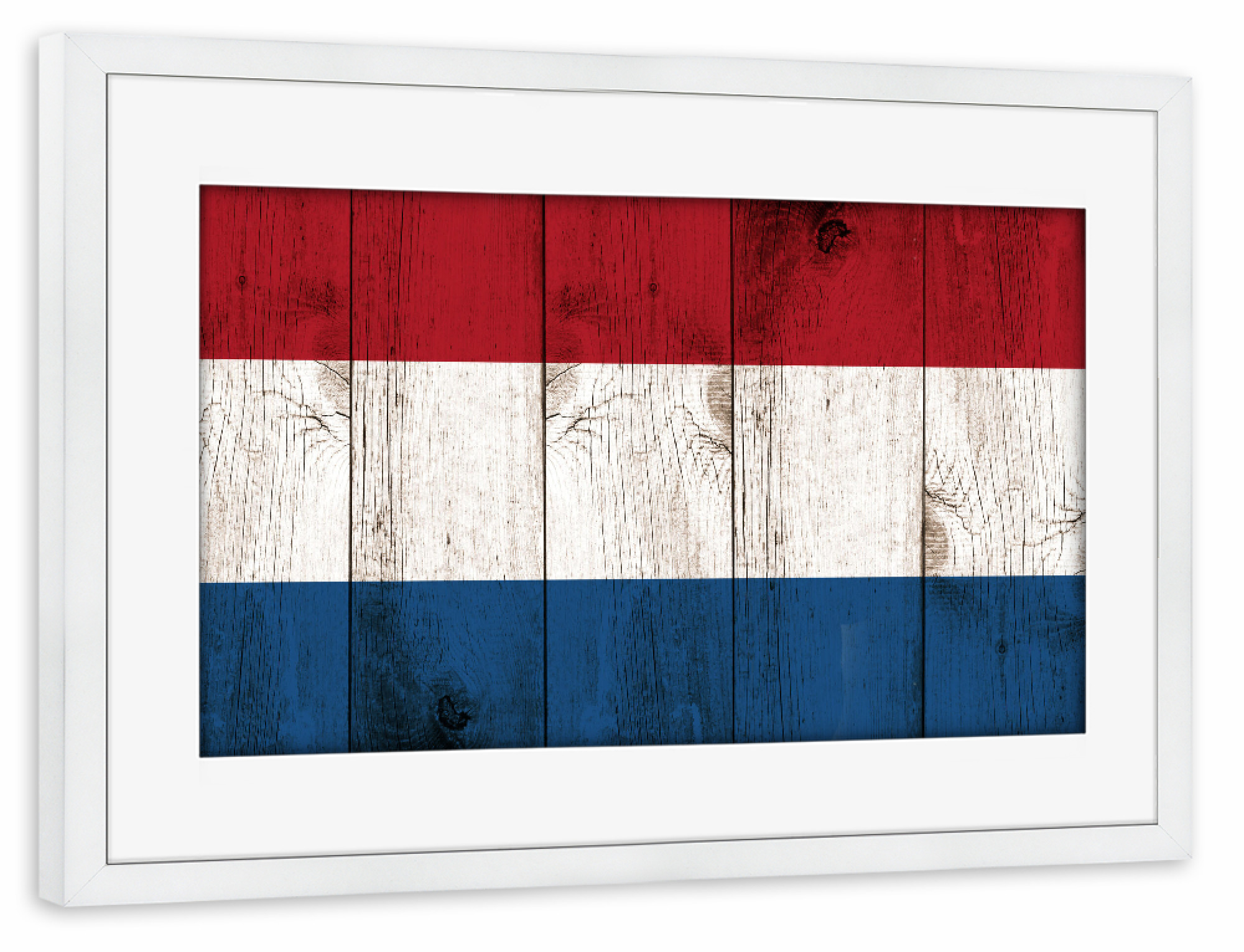 Poster mit Rahmen weiß "Netherland Vintage Flag" artboxONE - Reise,Abstrakt,Reise / Länder,Städte / Amsterdam