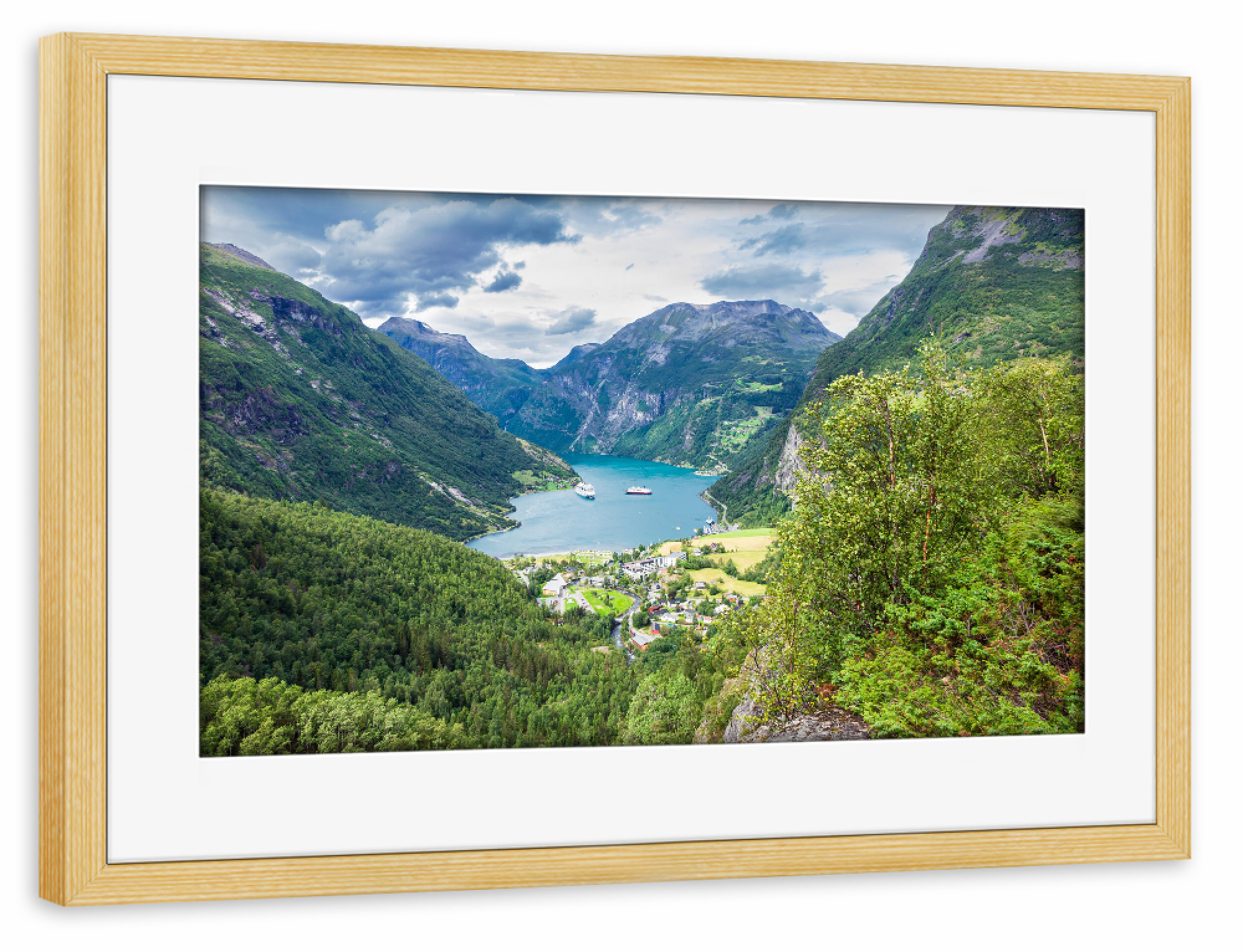 Poster mit Rahmen kiefer "Geiranger und Fjord" artboxONE - Natur,Reise,Reise / Länder