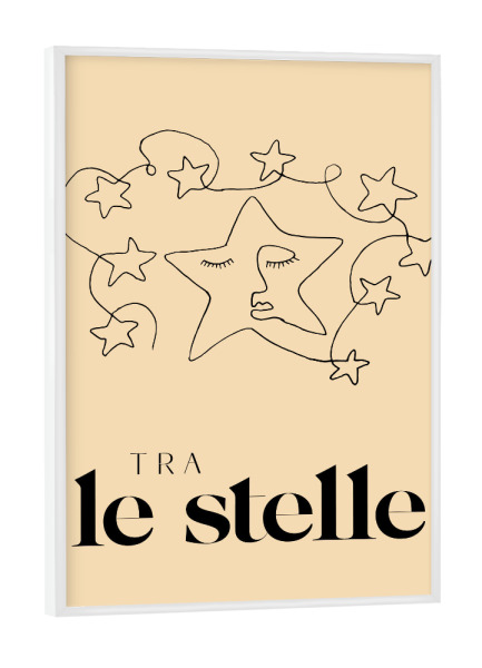 Poster mit weißem Rahmen "The Stars Line Art Italian" artboxONE - Für Kinder,Liebe,Galaxy