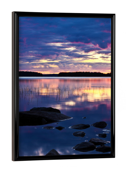Poster mit schwarzem Rahmen "Abendstimmung am See Lentua" artboxONE - Natur,Reise,Reise / Länder