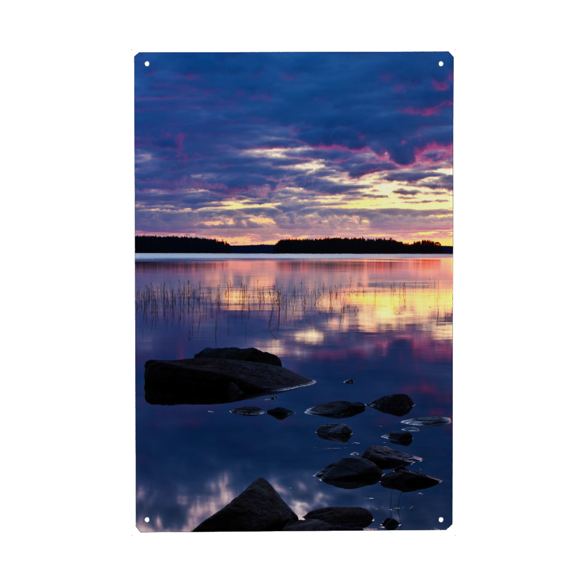 Metall Poster "Abendstimmung am See Lentua" artboxONE - Natur,Reise,Reise / Länder