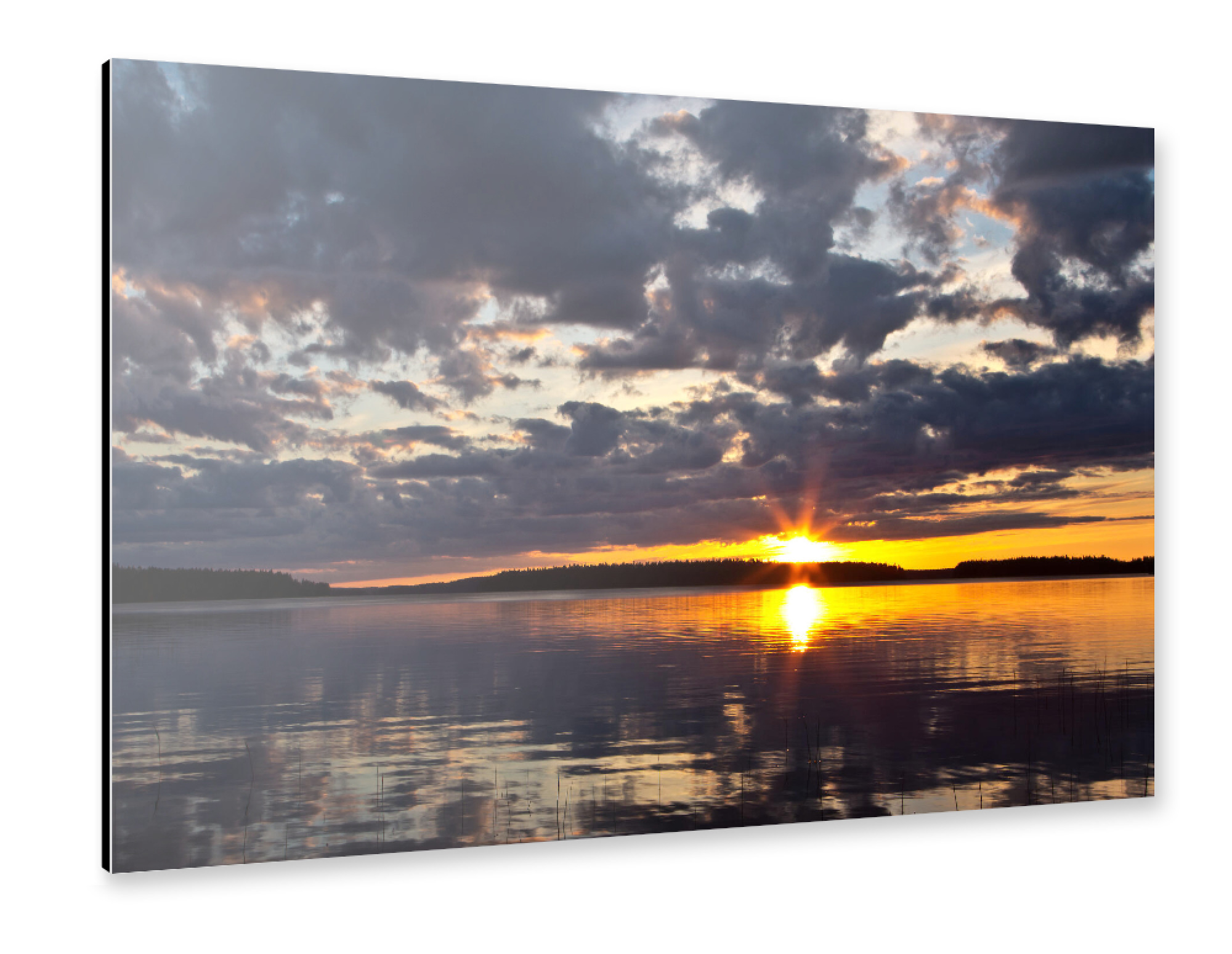 Alu-Dibond "Sonne über dem See Lentua" 75x50 cm artboxONE