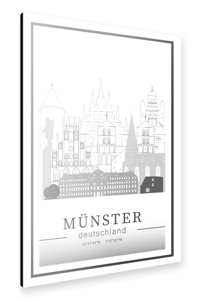Alu-Dibond "Münster skyline line art" 30x20 cm artboxONE