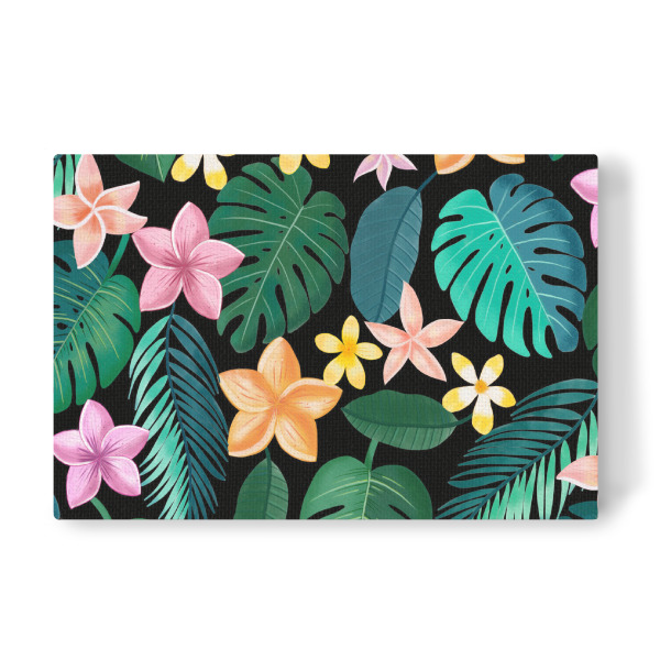 Leinwandbild "Tropenmuster auf Schwarz" artboxONE - Natur,Floral