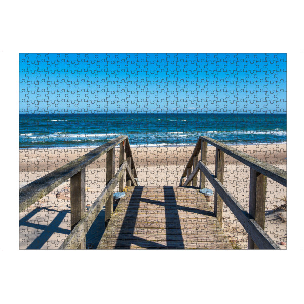 artboxONE Puzzle "Brücke, Strand und Wellen" artboxONE - Natur,Reise,Reise / Strand und Meer