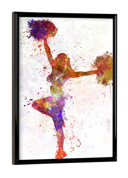 Poster mit schwarzem Rahmen "Young cheerleader in watercolor-j" artboxONE - Sport
