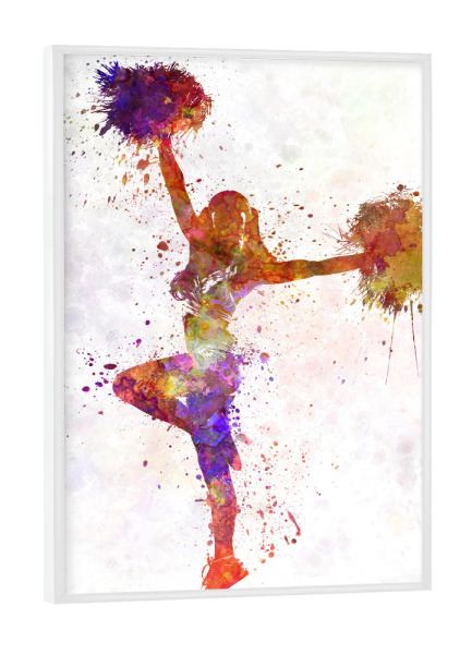 Poster mit weißem Rahmen "Young cheerleader in watercolor-j" artboxONE - Sport