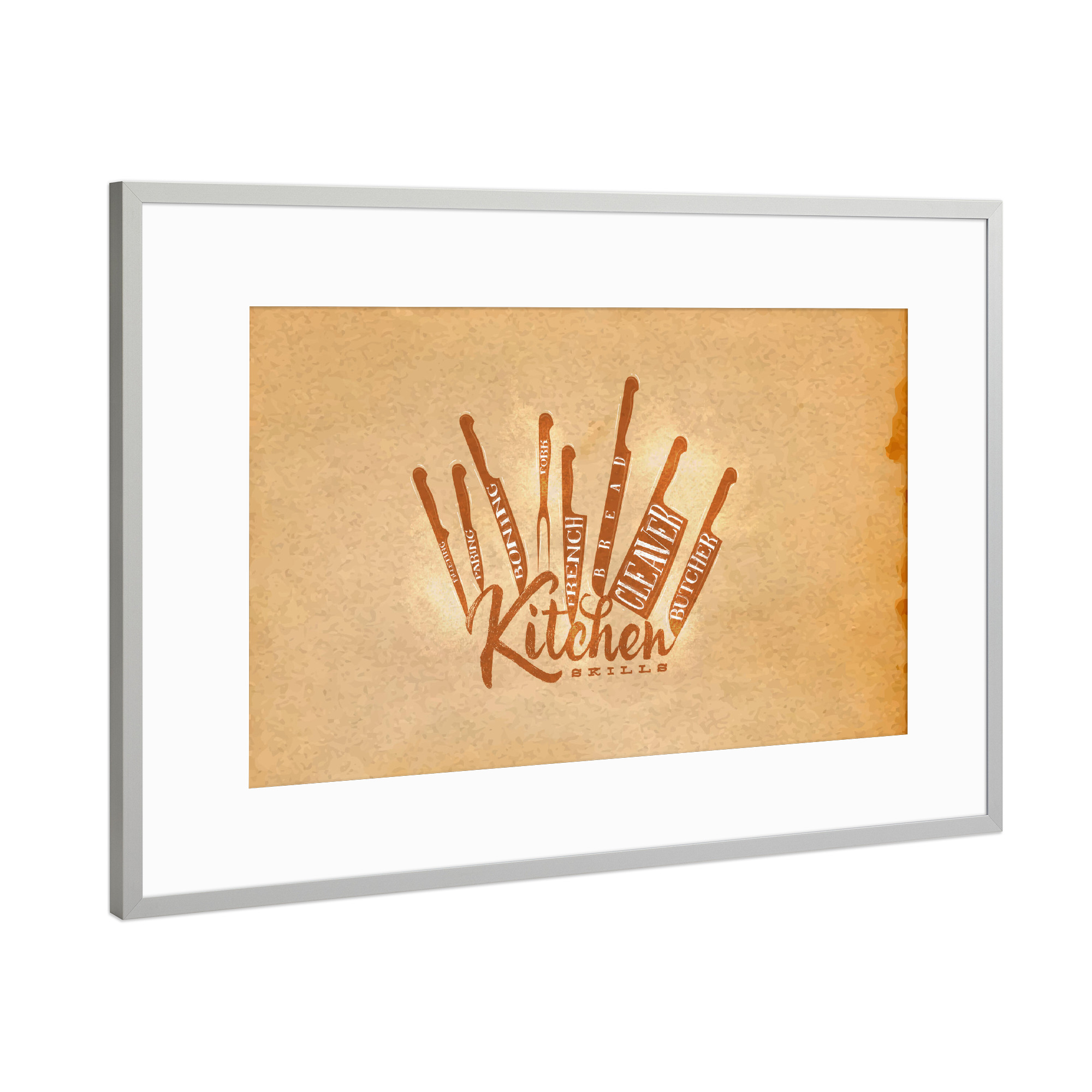 Poster mit Rahmen Silber "Meat cutting knives kraft" artboxONE - Essen & Trinken,Für Mama,Für Papa