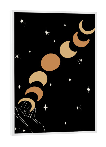 Poster mit weißem Rahmen "Hand Holding the moon cycle" artboxONE - Natur,Für Kinder,Galaxy