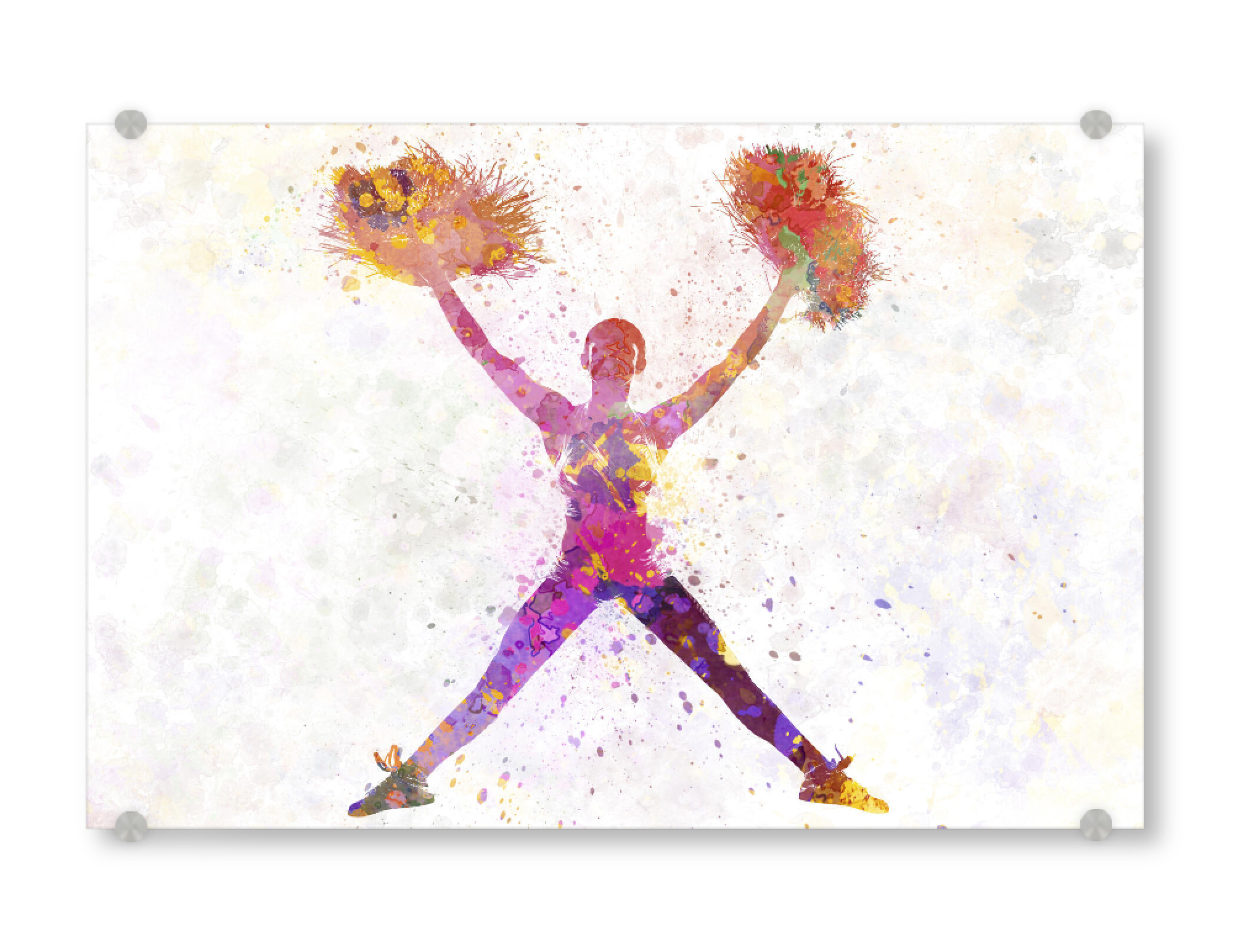 Acrylglasbild "Young cheerleader in watercolor-a" artboxONE - Sport