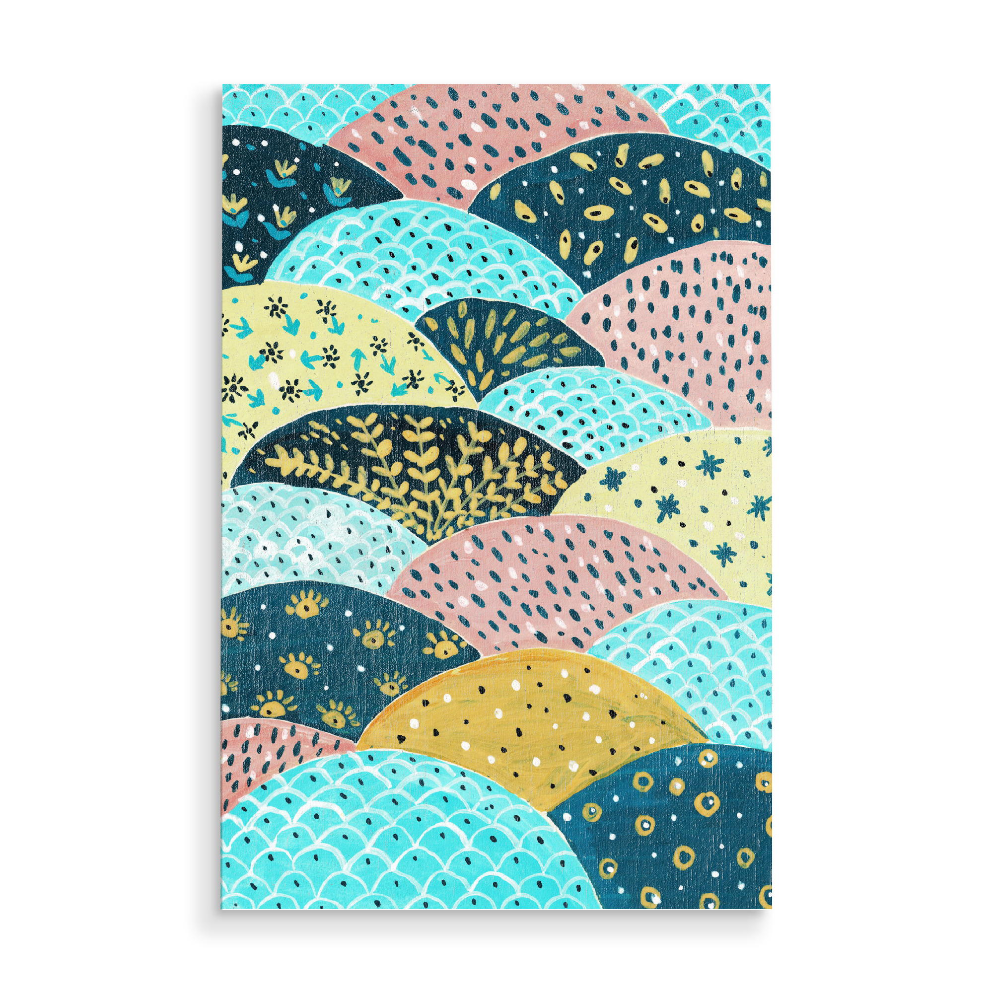 Holzbild "Anna Iavnir - Bunte Hügel" artboxONE - Natur,Floral,Für Kinder