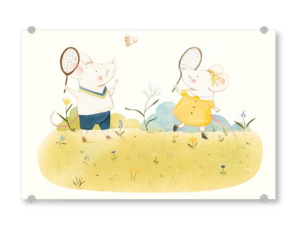 Acrylglasbild "Federball" artboxONE - Für Kinder,Tiere,Sport