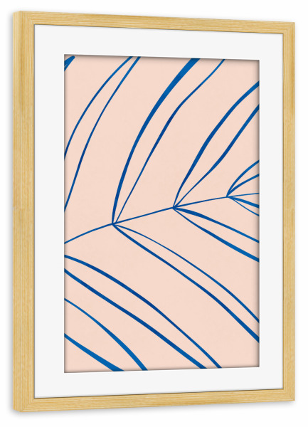 Poster mit Rahmen kiefer "Buffiere - Blaues Palmenblatt" artboxONE - Natur,Floral - Blatt,Palme,Baum,Floral,Natur,Nature,Leaf,Tree,Abstract,Abstrakt