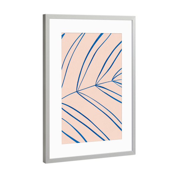 Poster mit Rahmen Silber "Buffiere - Blaues Palmenblatt" artboxONE - Natur,Floral - Blatt,Palme,Baum,Floral,Natur,Nature,Leaf,Tree,Abstract,Abstrakt