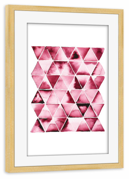 Poster mit Rahmen kiefer "Rote Aquarell Dreiecke" artboxONE - Abstrakt
