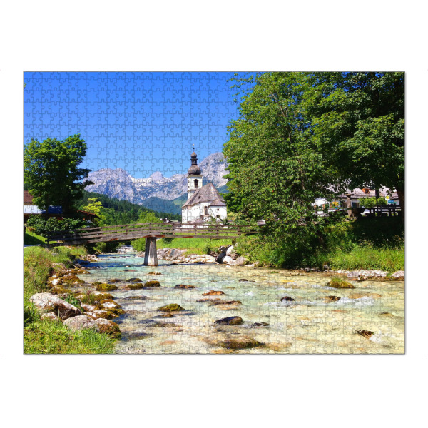 Puzzle Ravensburger "Dorfkirche von Ramsau" artboxONE - Natur,Reise,Architektur