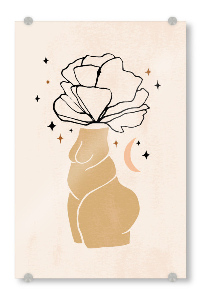 Acrylglasbild "Curvy Flower Head Body Positive" artboxONE - Floral,Abstrakt,Menschen