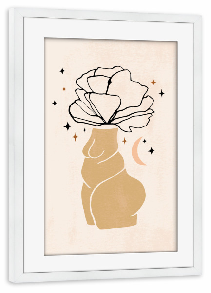 Poster mit Rahmen weiß "Curvy Flower Head Body Positive" artboxONE - Floral,Abstrakt,Menschen