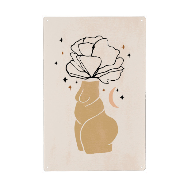 Holzbild "Curvy Flower Head Body Positive" artboxONE - Floral,Abstrakt,Menschen