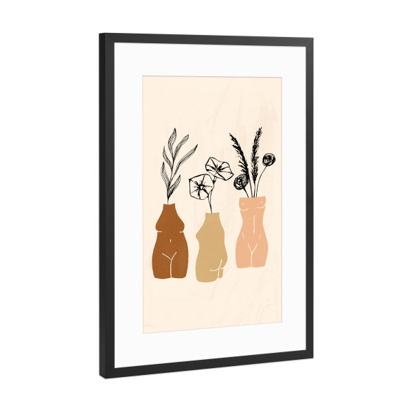 Poster mit Rahmen Schwarz (Metallic) "3 Woman Sculptures Body Positivity" artboxONE - Floral,Menschen