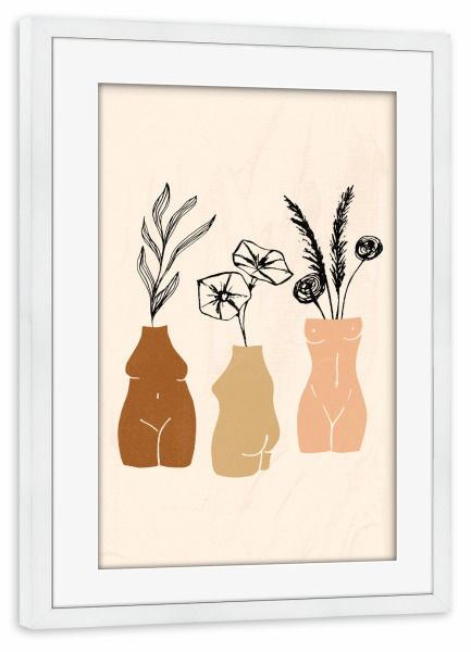 Poster mit Rahmen weiß "3 Woman Sculptures Body Positivity" artboxONE - Floral,Menschen