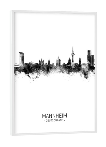 Poster mit weißem Rahmen "Mannheim Germany Skyline BW" artboxONE - Städte