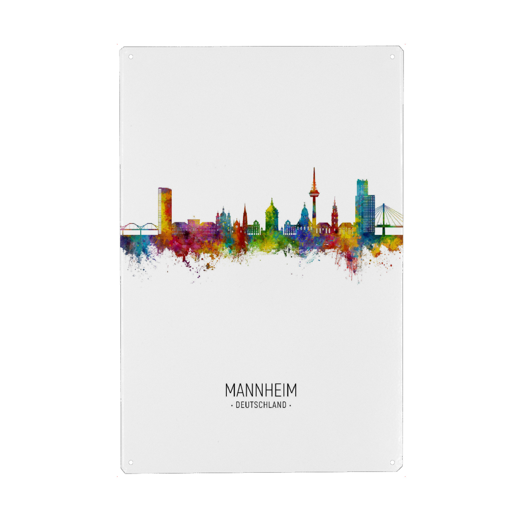 Holzbild "Mannheim Germany Skyline Portrait" artboxONE - Städte
