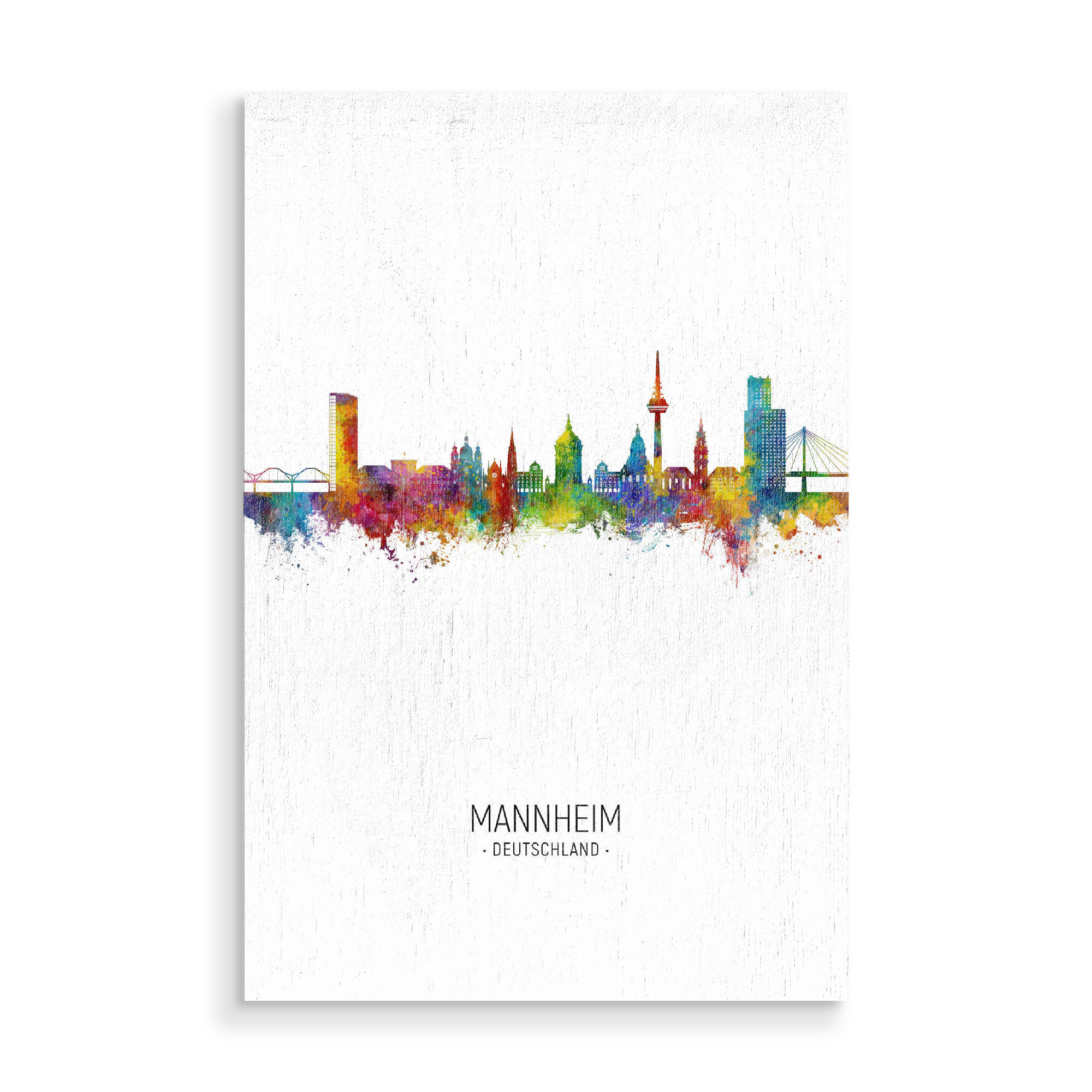 Holzbild "Mannheim Germany Skyline Portrait" artboxONE - Städte