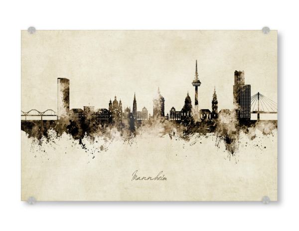 Acrylglasbild "Mannheim Germany Skyline Sepia" artboxONE - Städte