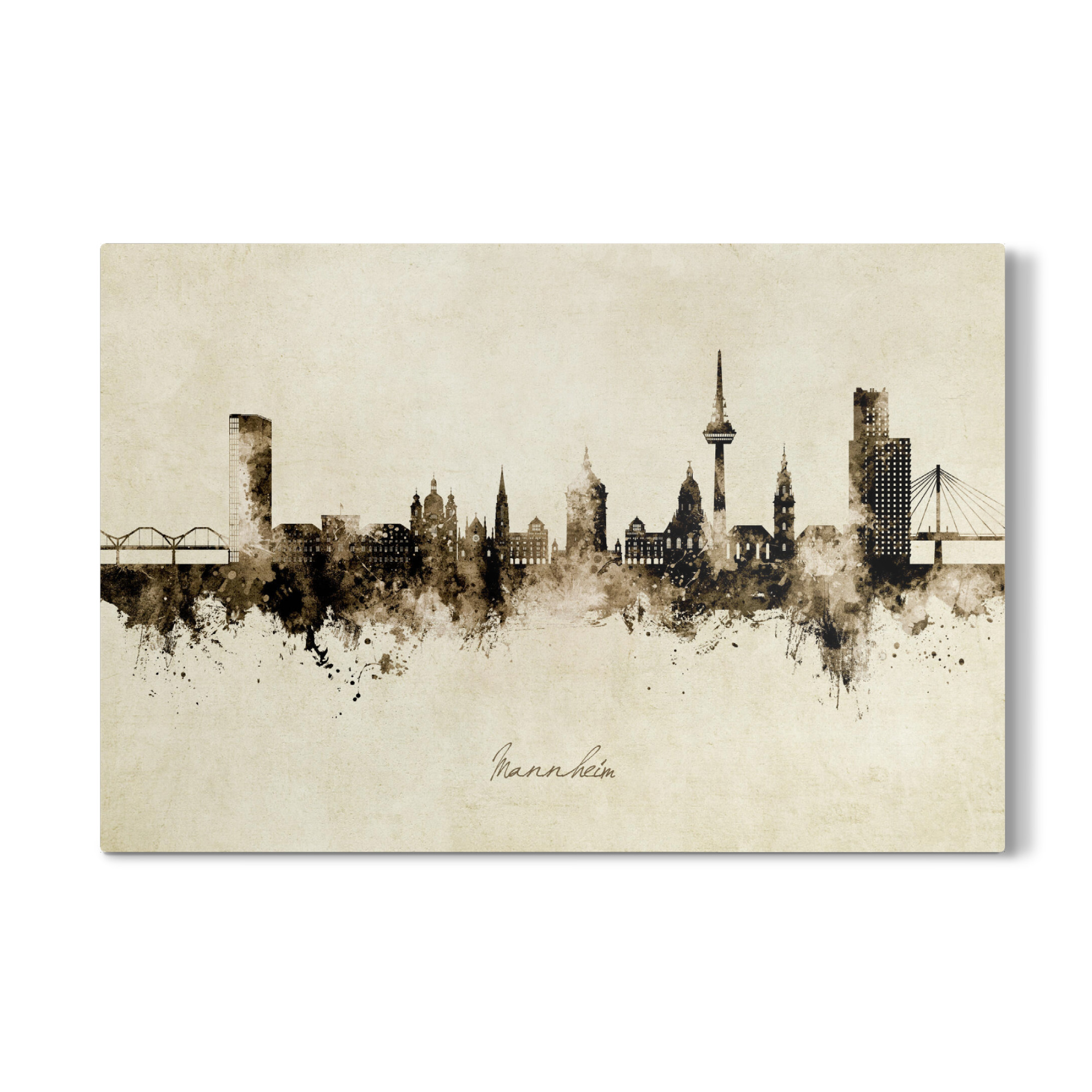 Galerie-Print "Mannheim Germany Skyline Sepia" 75x50 cm artboxONE
