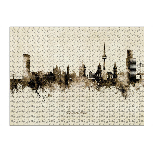 Puzzle Ravensburger "Mannheim Germany Skyline Sepia" artboxONE - Städte