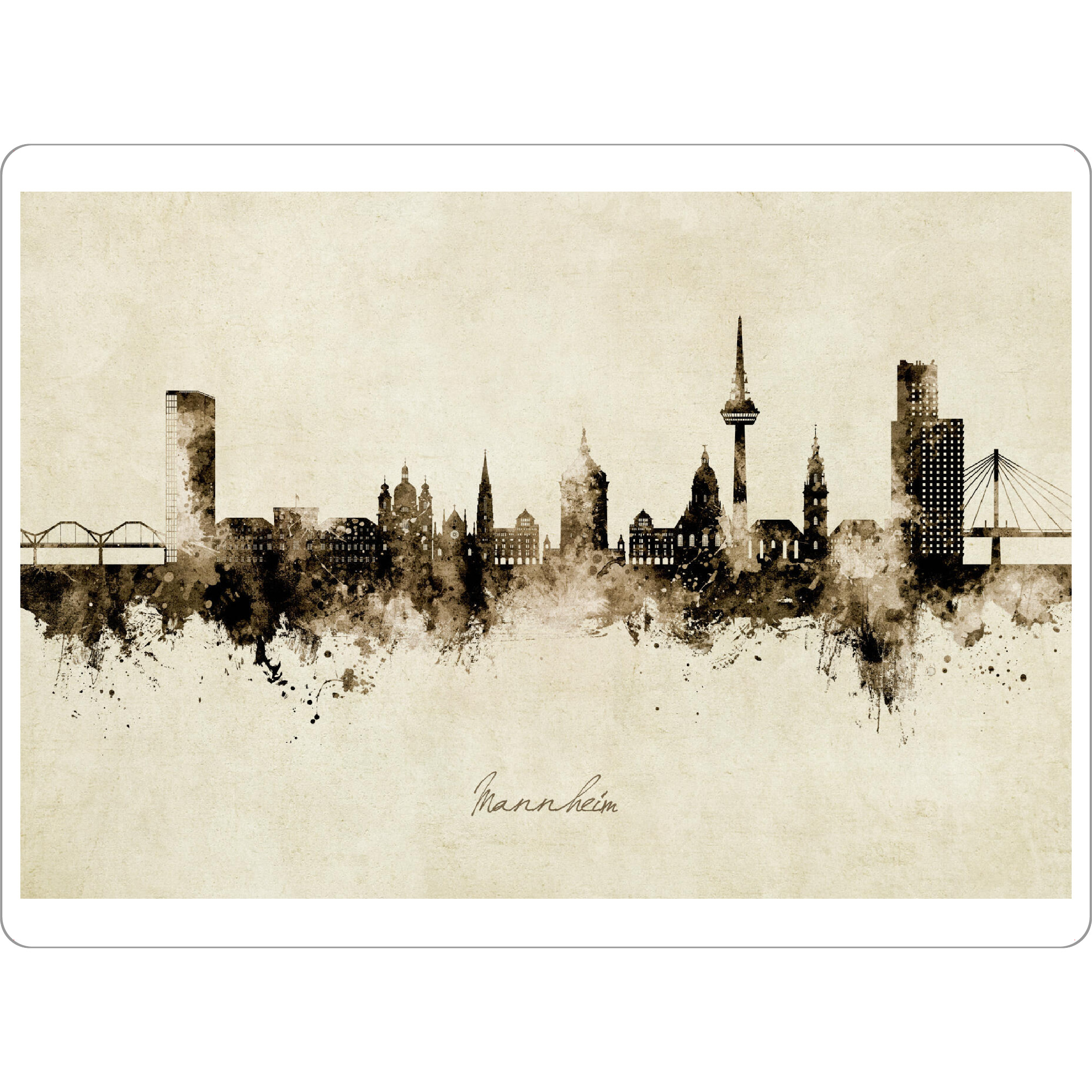 Tischset "Mannheim Germany Skyline Sepia" artboxONE - Städte