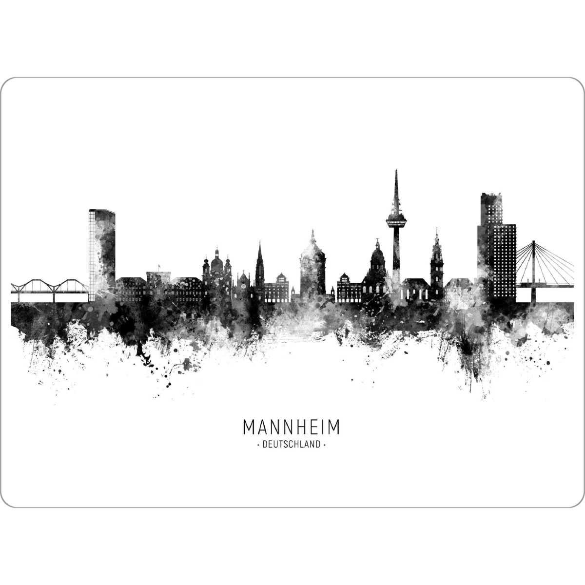 Tischset "Mannheim Germany Skyline BW Text" artboxONE - Städte
