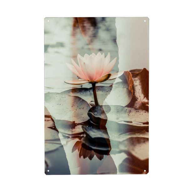 Holzbild "Lotus Blossom by Tas" artboxONE - Natur,Floral - Lotus,Vintage,Flowers,Floral,Spring,Springtime,Frühling,Blumen