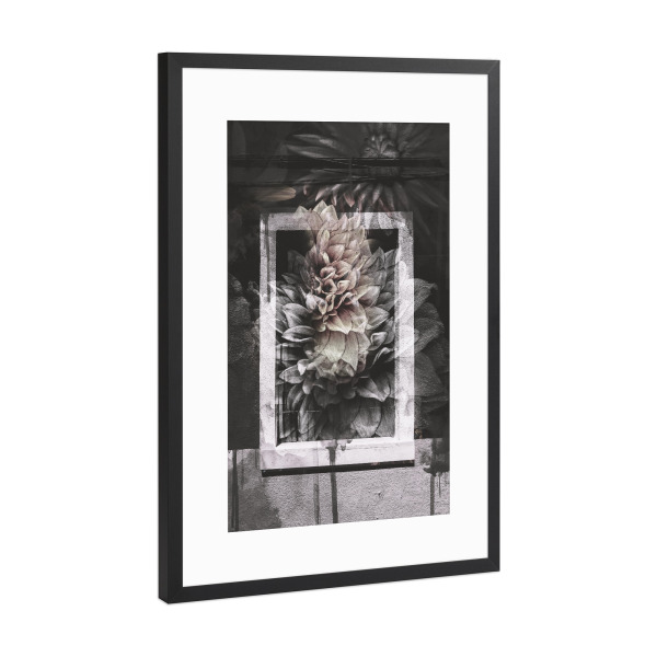 Poster mit Rahmen Schwarz (Metallic) "Floral Window by Tas" artboxONE - Natur,Floral,Abstrakt