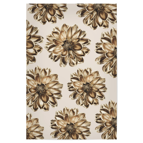 Poster 30x20 cm "Gold Blossom" artboxONE - Natur,Floral - Gold,Metallic,Beige,Weiß,Love,Flower,Blossom,Bloom,Glamour,Pattern,Dahlien,Dahlia,Blumen