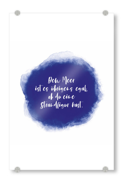 Acrylglasbild "Meer & Strandfigur I Marineblau" artboxONE - Typografie,Abstrakt,Reise / Strand und Meer,Lehrersprüche,Lustig