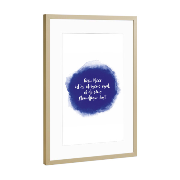 Poster mit Rahmen Gold "Meer & Strandfigur I Marineblau" artboxONE - Typografie,Abstrakt,Reise / Strand und Meer,Lehrersprüche,Lustig