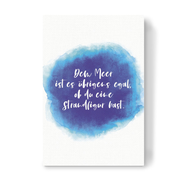 Leinwandbild "Meer & Strandfigur I Blau-Cyan" artboxONE - Typografie,Abstrakt,Reise / Strand und Meer,Für Mama,Lustig