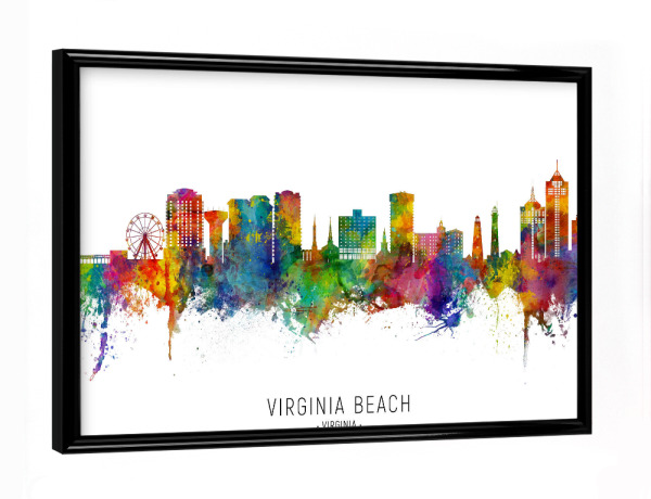 Poster mit schwarzem Rahmen "Virginia Beach Skyline txt" artboxONE - Städte