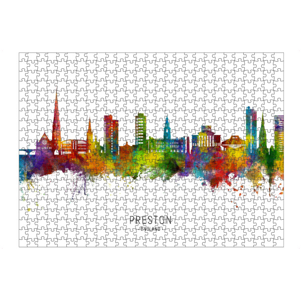 Puzzle Ravensburger "Preston England Skyline txt" artboxONE - Städte
