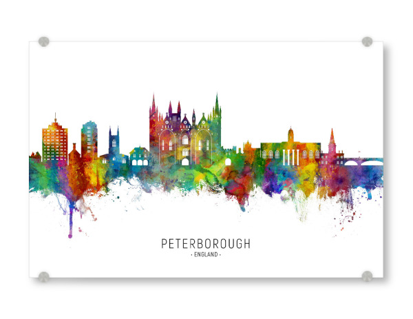 Acrylglasbild "Peterborough England Skyline txt" artboxONE - Städte