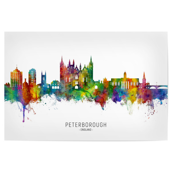 Poster "Peterborough England Skyline txt" artboxONE - Städte