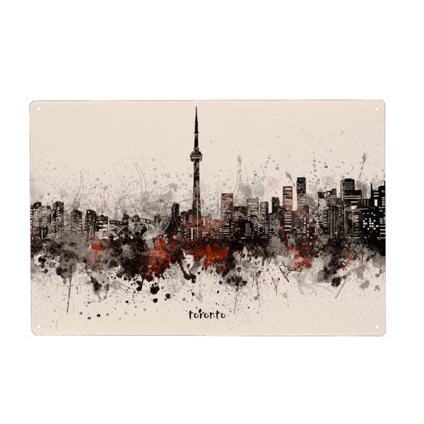 Metall Poster "Toronto skyline artistic beige" artboxONE - Städte,Reise,Architektur