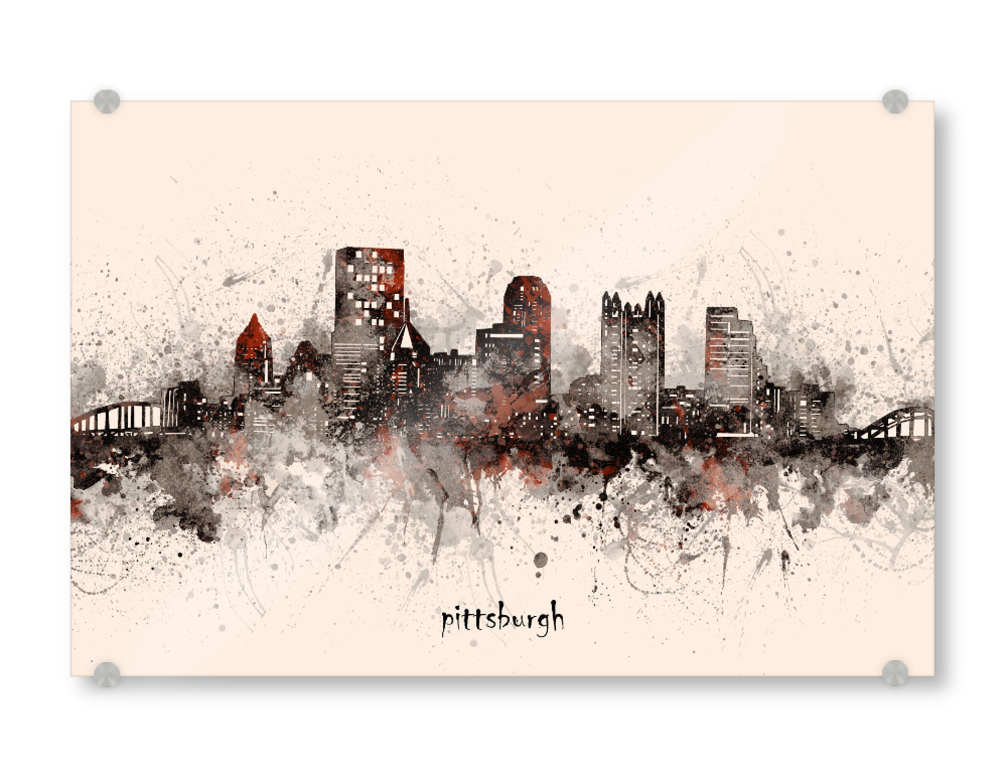 Acrylglasbild "Pittsburgh skyline artistic beige" artboxONE - Städte,Reise,Architektur