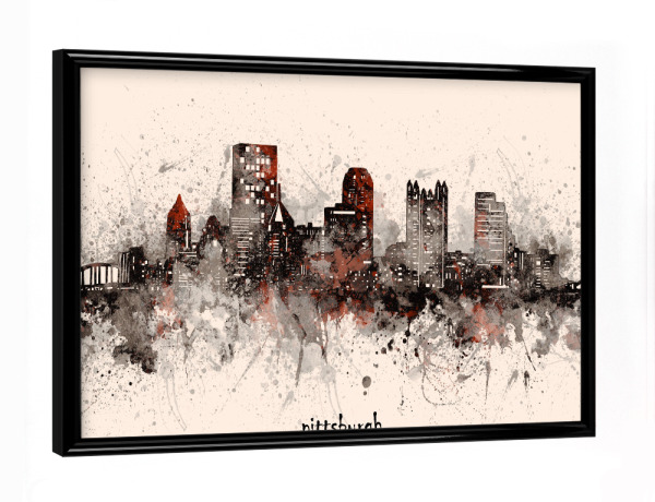 Poster mit schwarzem Rahmen "Pittsburgh skyline artistic beige" artboxONE - Städte,Reise,Architektur