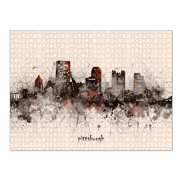 Puzzle Ravensburger "Pittsburgh skyline artistic beige" artboxONE - Städte,Reise,Architektur